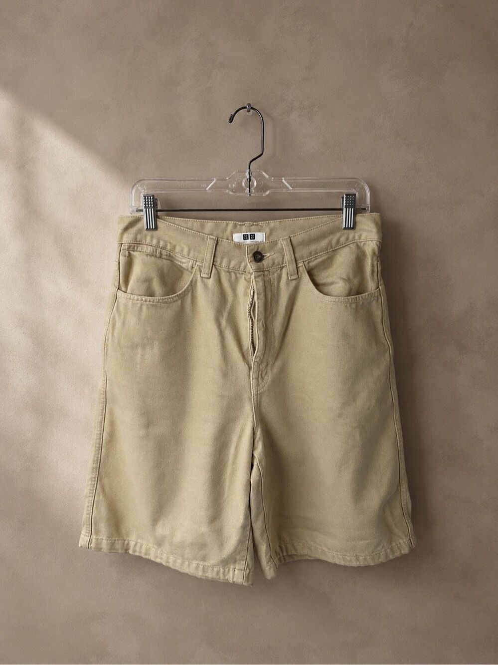 Uniqlo Size 28 Denim Half Shorts 10” Beige Lyocell Blend Knee Length